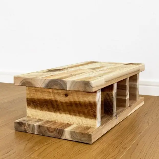 アカシア材 ブロック 高さ約12cm 1個 ナチュラル ベージュ オブジェ インテリア 省スペース すきま 天然木 国産 大川家具 完成品