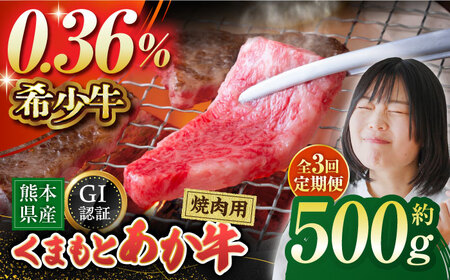 【3回定期便】GI認証 くまもとあか牛 焼肉用 約500ｇ【山鹿市（桜屋）】[ZBO062]