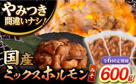 【6回定期便】【長崎和牛】ミックスホルモン（みそ） 毎月200g×3袋 計3.6kg 長与町/なかみ屋本舗[EAD092]  国産 長崎和牛 和牛 ホルモン レバー ホルモンミックス 牛肉 ほるもん 冷凍 小分け 真空パック 味噌 味付き 味付け 焼肉 焼き肉 おつまみ 定期 定期便