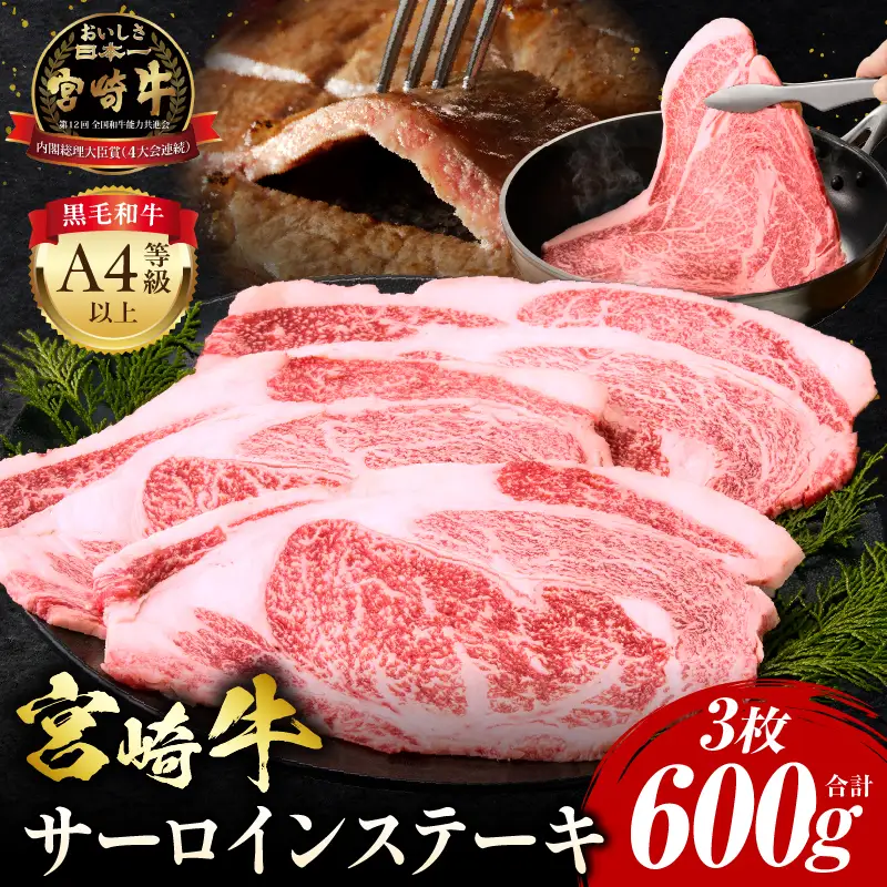 牛肉 ステーキ 牛肉[宮崎牛 サーロイン 600g]