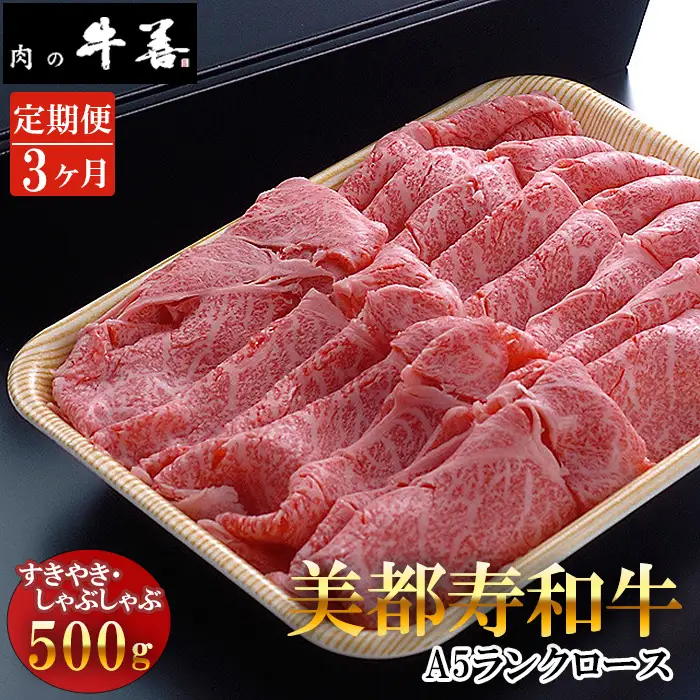 【毎月定期便3回】牛善特選 美都寿和牛 ロースすき焼き しゃぶしゃぶ用 A5ランク No.290