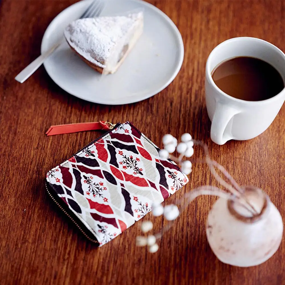 【亥之吉】手捺染シルクレザーミニ財布 「ほしのぶーけオレンジ」（いのきち）