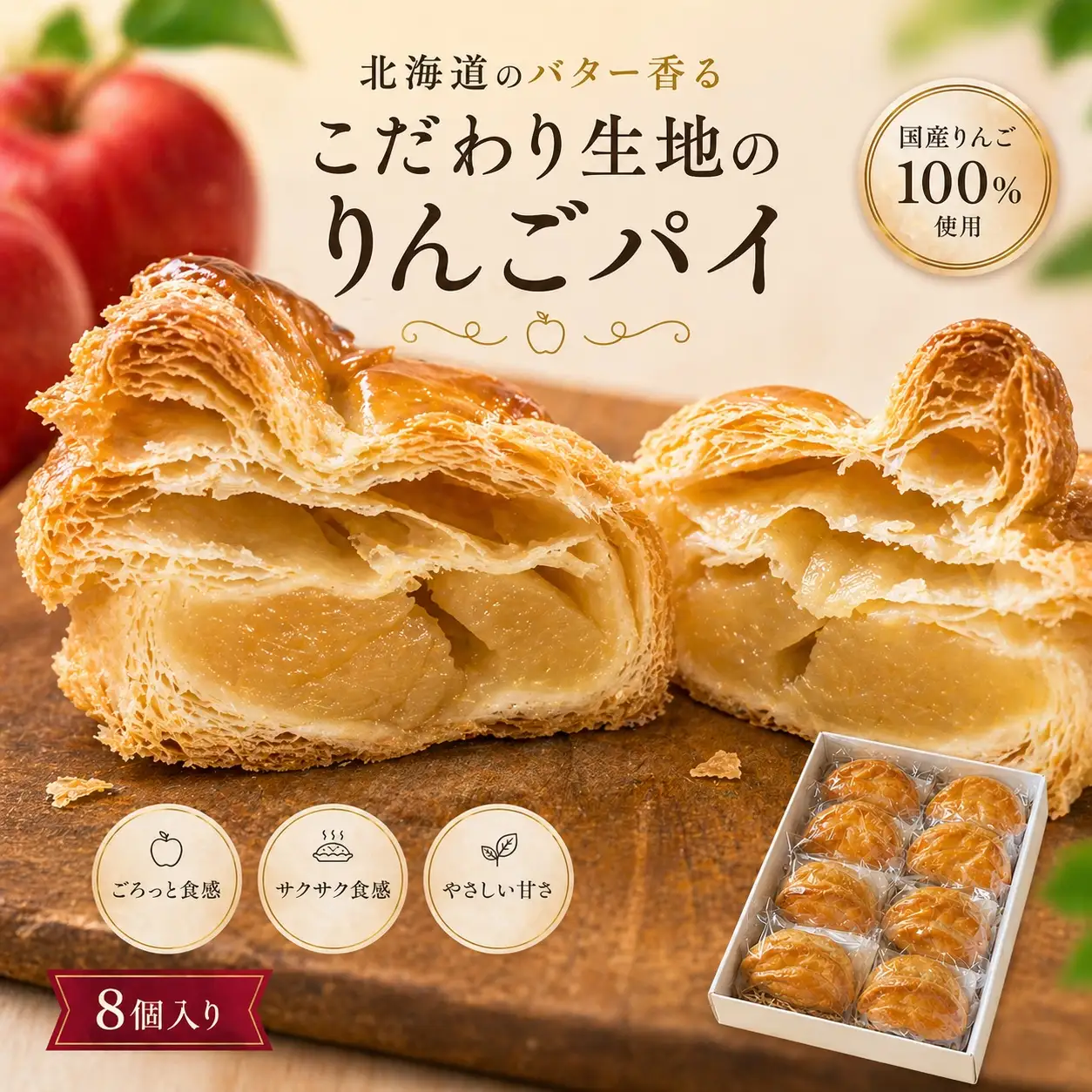 予約受付】りんごパイ 8個セット アップルパイ【ysn110-set-appl-8A