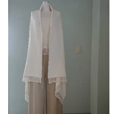 手織 シルクひざ掛けストール(おくるみ)　シルクレース付き【丹後シルク】_装飾品・工芸品  織物   装飾品・工芸品 ショール・ストール 服飾小物 _【1238444】