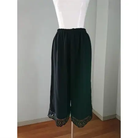 シルクペチコート　ロング黒　シルクレース付　丹後ちりめん_装飾品・工芸品 女性・レディース 洋服 _【1400668】