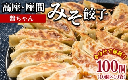 高座・座間みそ餃子（醤ちゃん）100個（10個×10袋） ｜ ぎょうざ ギョウザ 味噌 おつまみ おかず 惣菜 簡単調理 中華 グルメ お取り寄せ 冷凍 小分け
