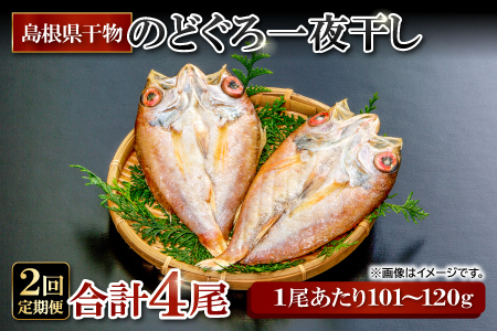 のどぐろ一夜干し 2尾 【2回定期便】【1尾あたり101～120g 2尾 のどぐろ干物 2枚 のどぐろ ノドグロ あかむつ アカムツ 新鮮 干物 一夜干し 個包装 小分け 真空パック 冷凍 贈答 父の日 母の日】