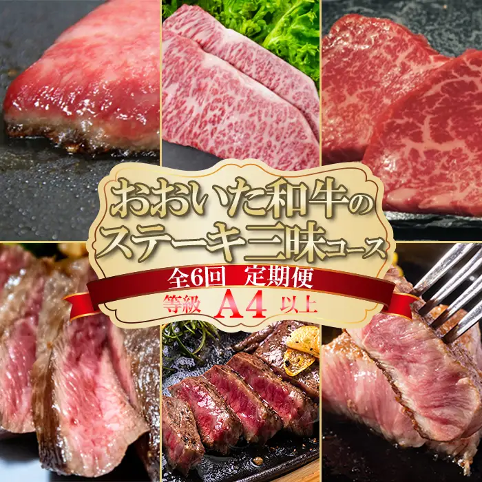 おおいた和牛 ステーキ三昧 コース (全６回 毎月お届け定期便)【ニード牧場】 高級 国産 ブランド 牛肉 九州 大分県 冷凍 黒毛 和牛 豊後牛 人気 お肉 日本一 受賞 お楽しみ ステーキバーベキュー BBQ キャンプ おすすめ ランキング 定期便 6回 6ヶ月 頒布会 ＜129-803＞