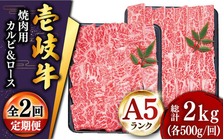 【全2回定期便】壱岐牛焼き肉セット2（ロース 500g・カルビ 500g） [JDD038]