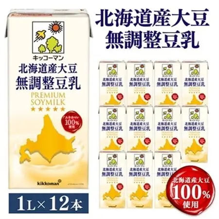 キッコーマンソイフーズ　北海道産大豆 無調整豆乳 1L×12本_キッコーマン 無調整 豆乳 北海道産_【配送不可地域：離島・沖縄県】【1389467】