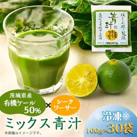 ベルファームの冷凍ミックス青汁 茨城県産ケール使用 100g×30袋 【離島・沖縄配送不可】_飲料・ドリンク 野菜ジュース ジュース _【配送不可地域：離島・沖縄県】【1443686】