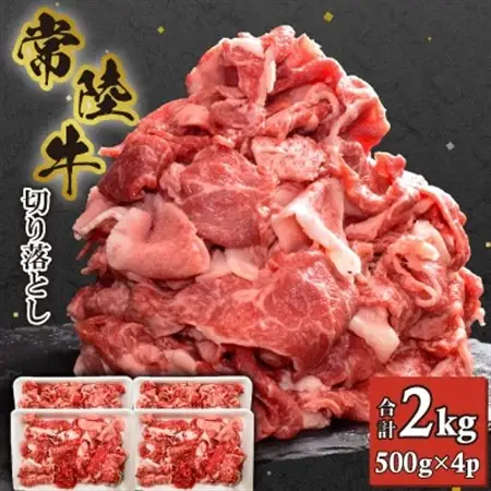 【常陸牛】切り落とし 2kg (500g×4)_肉 常陸牛 牛肉 うし ビーフ_【配送不可地域：離島・沖縄県】【1446060】