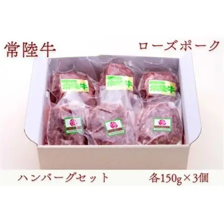 常陸牛・ローズポークハンバーグセット_肉 ハンバーグ 牛肉   肉 ハンバーグ 豚肉 _【配送不可地域：離島・沖縄県】【1458546】