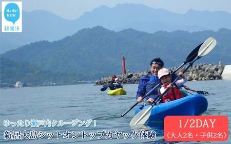 ファミリー向け　新居大島シットオントップカヤック体験　1/2DAY（大人2名・子供2名）