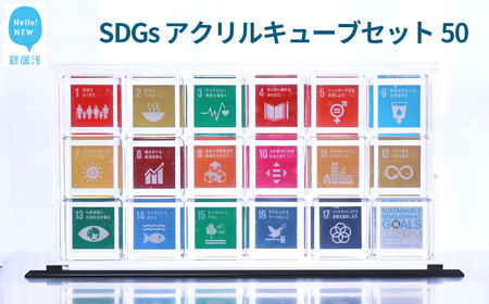 SDGs アクリルキューブセット50 キューブ（50mm） ×18個 専用スライド型ケース 専用台