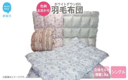 【数量限定】 在庫限り 布団 羽毛布団 シングル（H-01） ダウン 85％ 生地色柄おまかせ 抗菌 防臭 シングルサイズ 