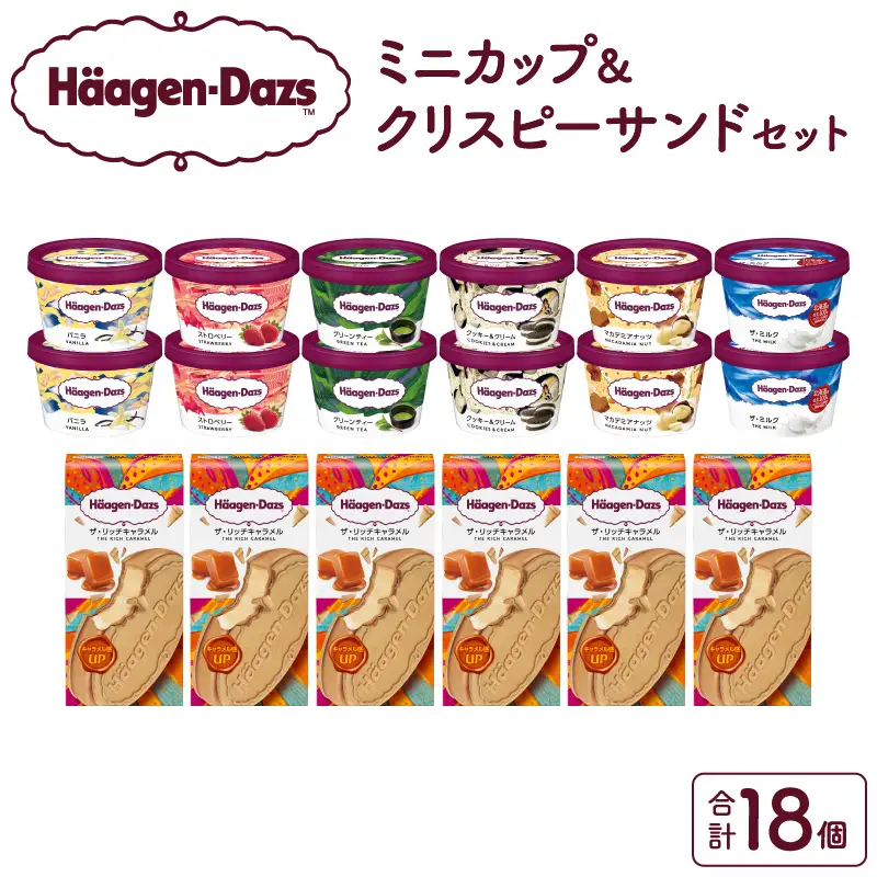 ハーゲンダッツ『ミニカップ(12個)＆クリスピーサンド(6個)セット』アイスクリーム アイス スイーツ デザート_H0016-126