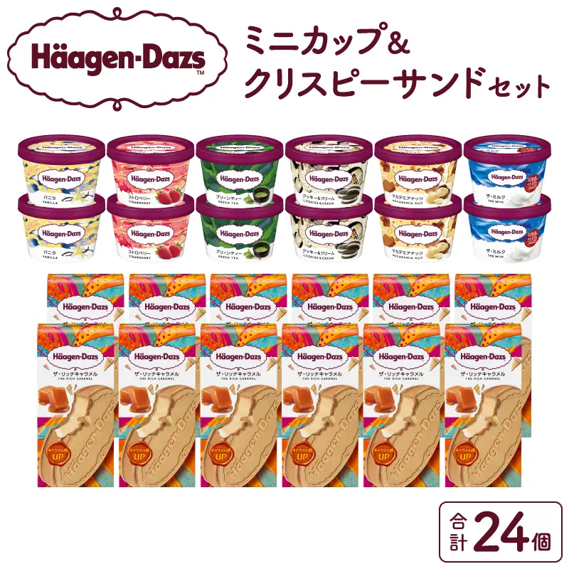 ハーゲンダッツ『ミニカップ(12個)＆クリスピーサンド(12個)セット』アイスクリーム アイス スイーツ デザート ミルクアイス アイススイーツ アイスデザート_H0016-135