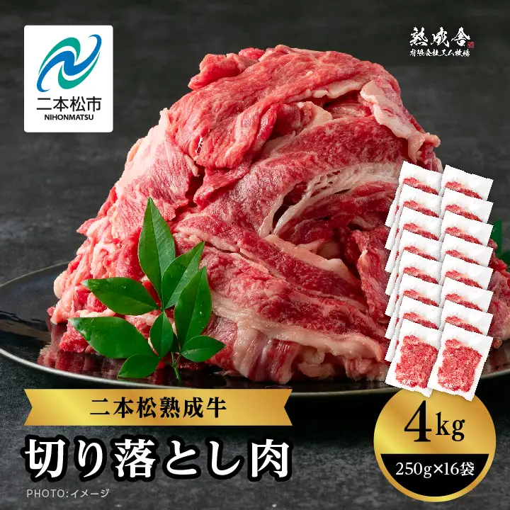 熟成牛 切り落とし4kg（250g×16袋）｜牛肉 切り落とし