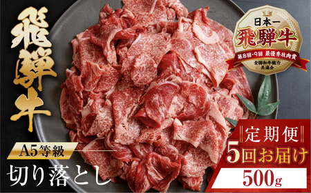 トキノ屋食品 A5等級 飛騨牛切り落とし 500g 5回お届け定期便[mt408]