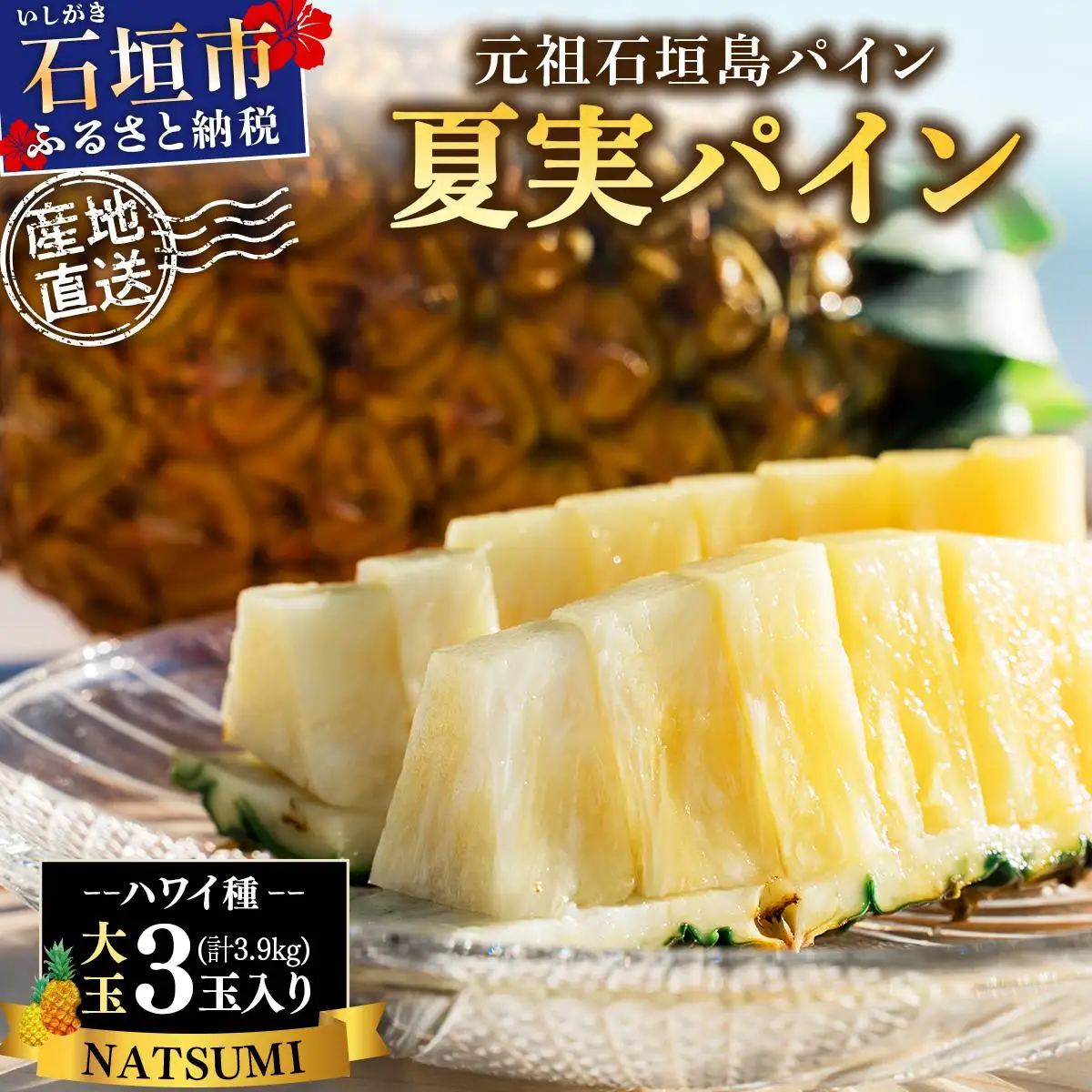 夏実パイン 大玉3個 計3.9kg