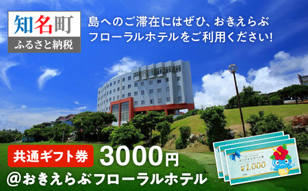 共通 ギフト券 3000円 ＠ おきえらぶ フローラルホテル C003-027 旅行 観光 宿泊 チケット