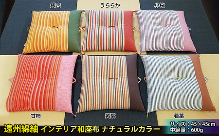 遠州綿紬 インテリア和座布 ナチュラルカラー 織物 イス  ナチュラル 小桜