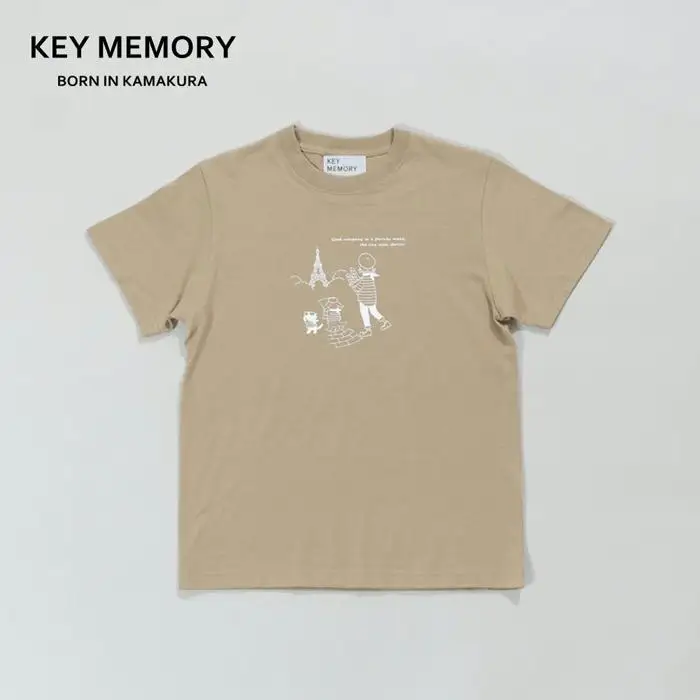 《2》【KEYMEMORY 鎌倉】トラベルイラストTシャツ BEIGE