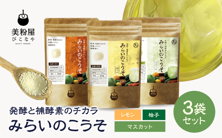 みらいのこうそ 3種セット | 美粉屋 みらいのこうそ 未来の酵素 酵素 ドリンク 酵素粉末 酵素サプリ 酵素ドリンク 酵素ドリンクサプリ 酵素ドリンクファスティング ビタミンC ビタミンC ドリンク 補酵素 タマチャンショップ 大分県 中津市
