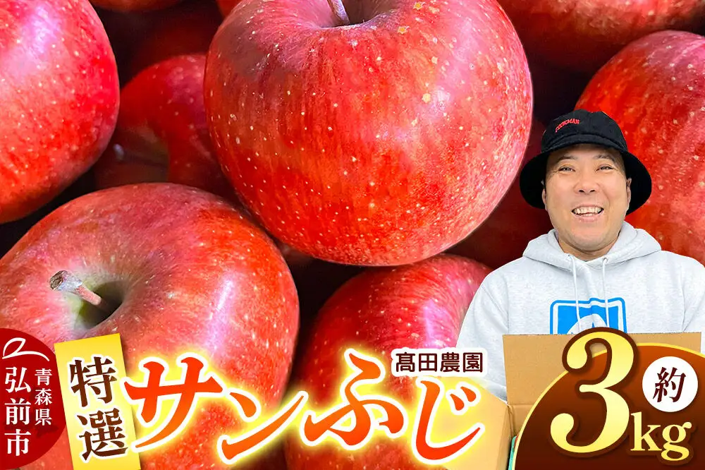 【26年11月下旬～発送】りんご【特選】サンふじ 約3kg  弘前市産 青森りんご