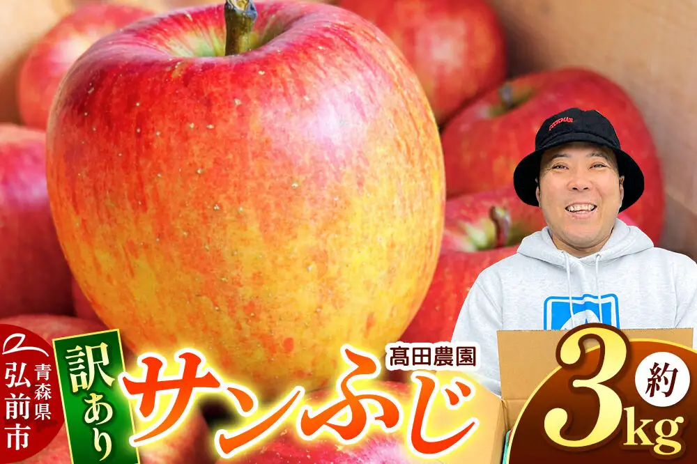 【26年11月下旬～発送】りんご【訳あり】サンふじ 約3kg  弘前市産 青森りんご