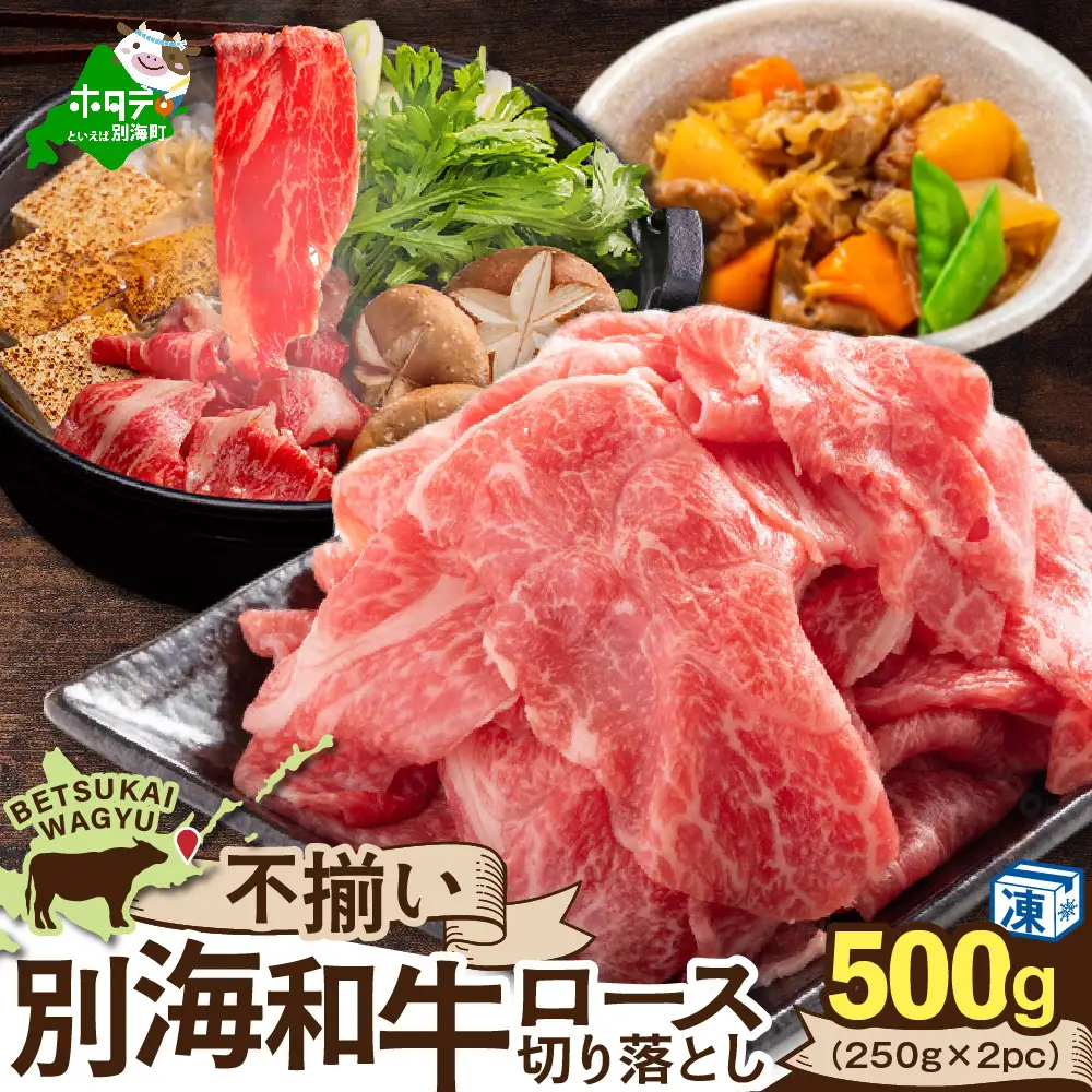 北海道 別海町 別海和牛 ロース 不揃い 切り落とし 500g（250g×2パック）【FF0000026】