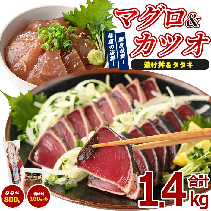 カツオのたたき(約800g)とマグロの海鮮漬け丼(100g×6袋)セット 山川町漁協 IB039-004 海鮮丼 海鮮丼 