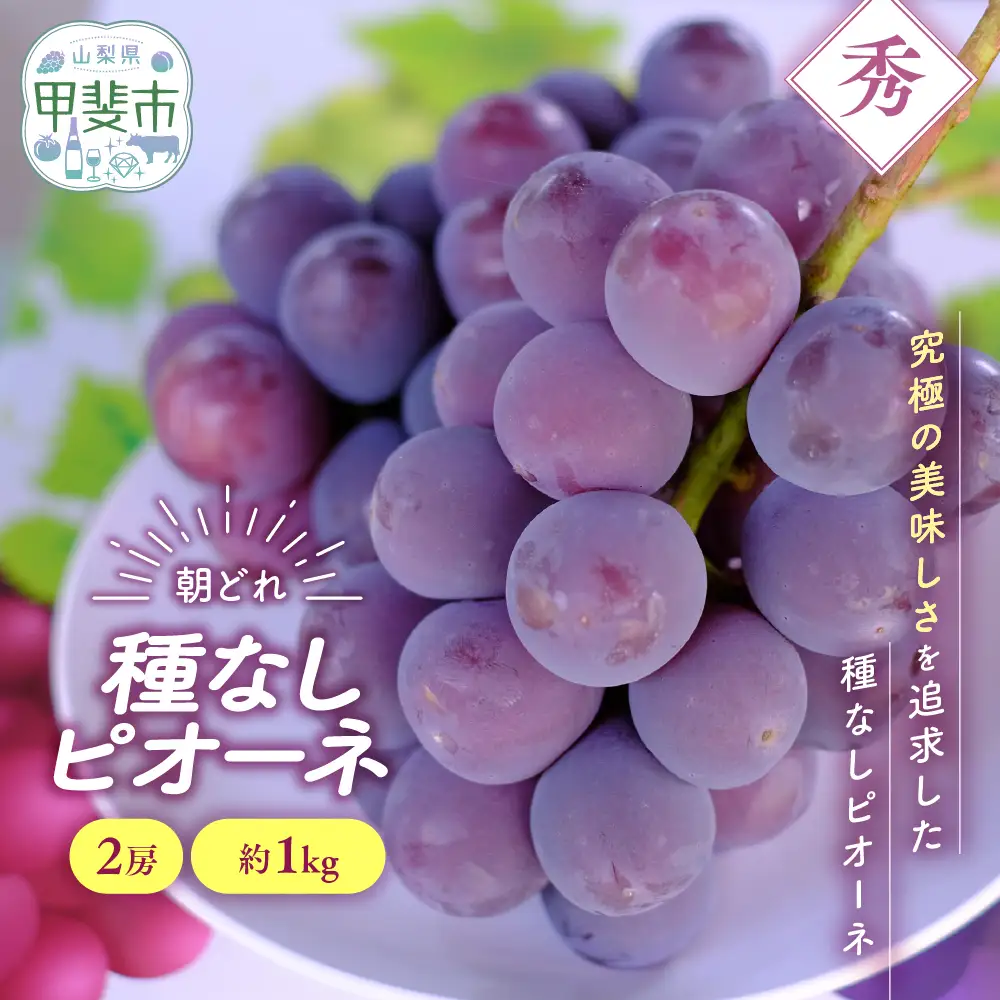 種なし ピオーネ 2房 約1㎏ 山梨県産ぶどう ぶどう