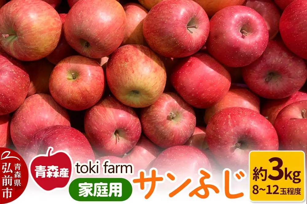【26年11月中旬～発送】りんご サンふじ 約3kg（8～12玉程度）家庭用 toki farm