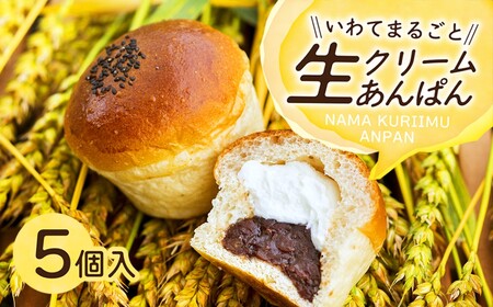 岩手まるごと生クリームあんぱん　5個入り【357N】