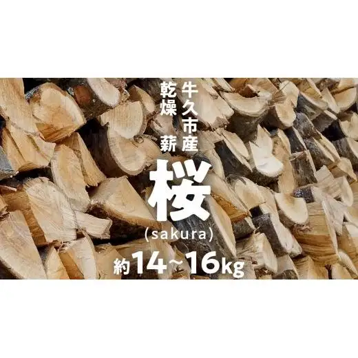 牛久市産 乾燥 薪 桜 ( さくら ) 約14kg～16kg