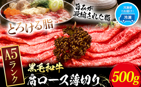黒毛和牛 A5等級牛ロース 肩ロース 約500g 有限会社ホーティカルチャー神島 肉 和牛 国産 牛肉 《30日以内に発送予定(土日祝除く)》岡山県 浅口市 冷凍 送料無料 すき焼き しゃぶしゃぶ 薄切り