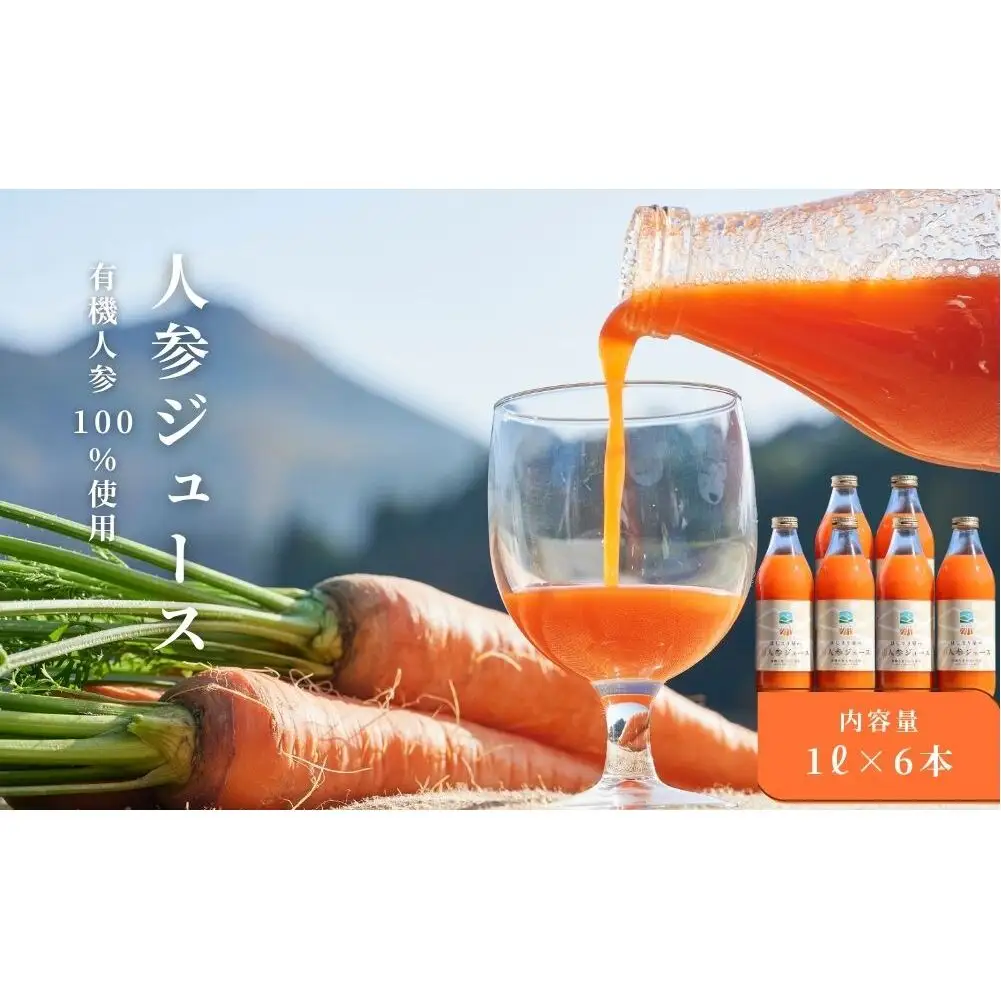 【期間限定】有機人参100％使用 人参ジュース 1000ml×6本／ にんじん 有機野菜 無添加 野菜ジュース はじまり屋 奈良県 宇陀市 贈り物 ギフト ふるさと納税