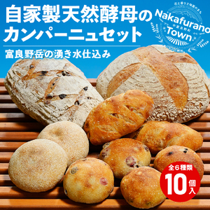 （富良野岳の湧き水仕込み）自家製天然酵母のカンパーニュ6種10個セット【BW-001】