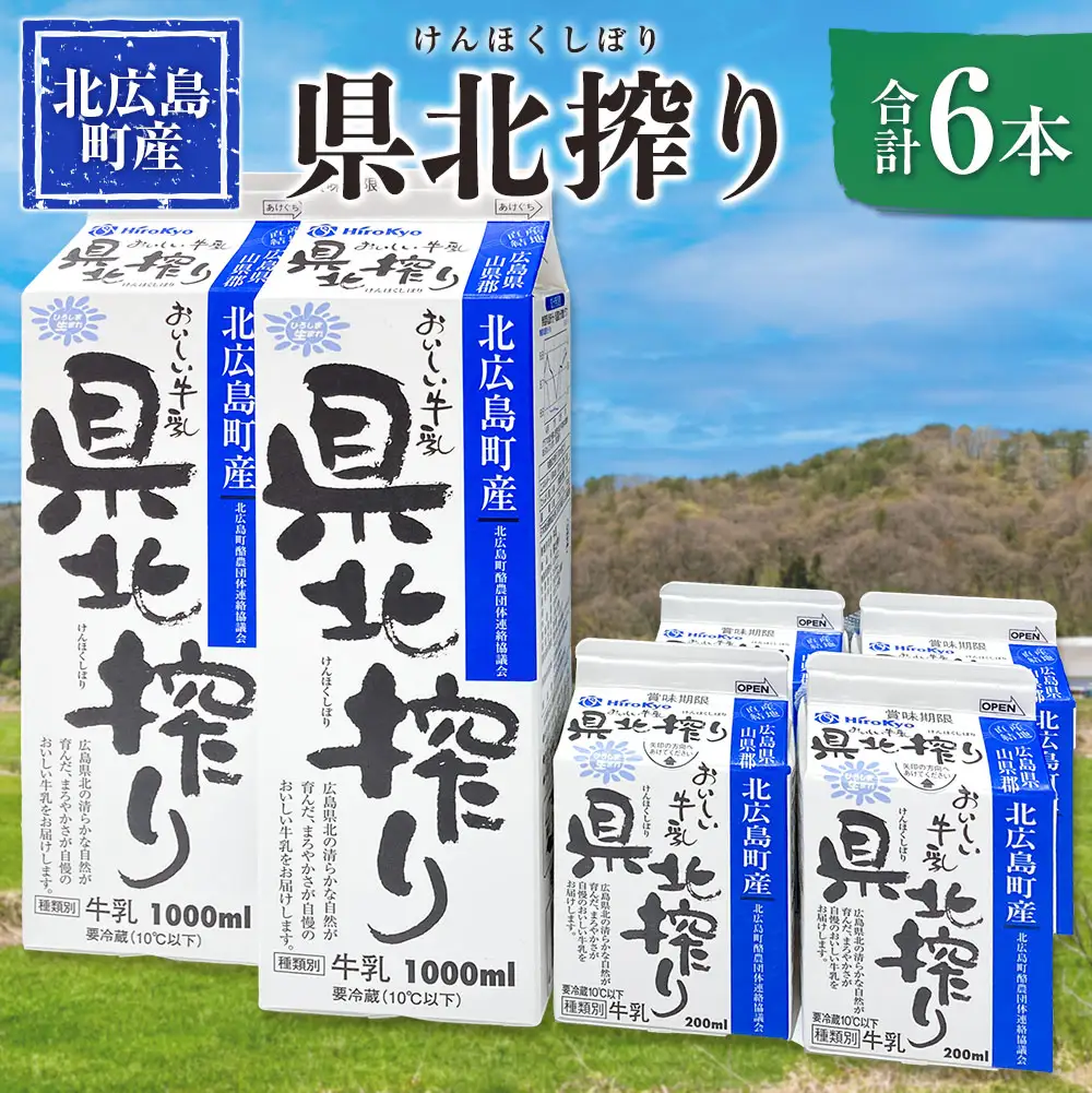 牛乳 生乳100% 広島 「県北搾り」 成分無調整 1L×2本 200ml×4本 合計6本セット_GE007_005