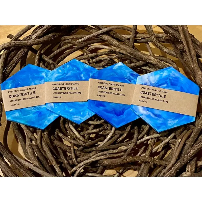 Precious Plastic コースター4枚セット(青)