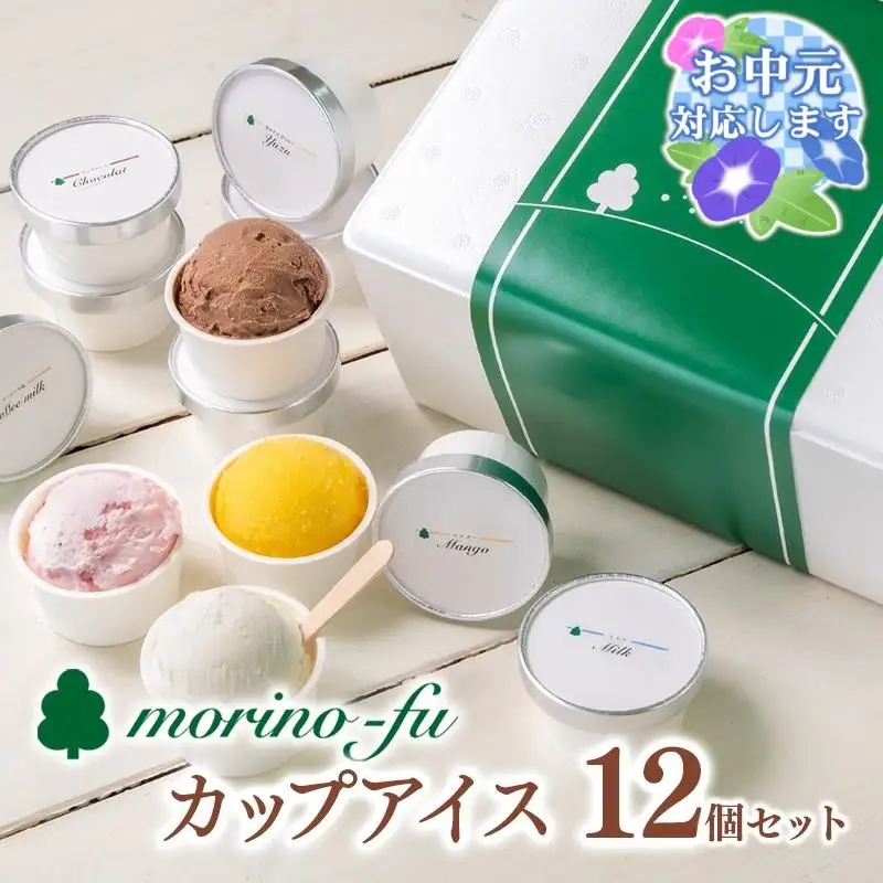 【お中元ギフト】【もりのふうオリジナル】5種類（定番＋季節限定）カップアイス12個セット アイスクリーム＜41-3a＞