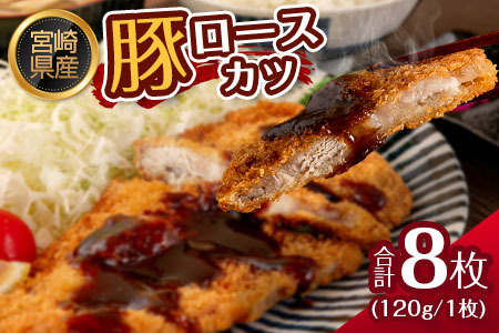 宮崎県産 豚ロースカツ 衣付き（120g×8枚） 国産 時短 簡単 調理 トンカツ 肉 おかず【B639】