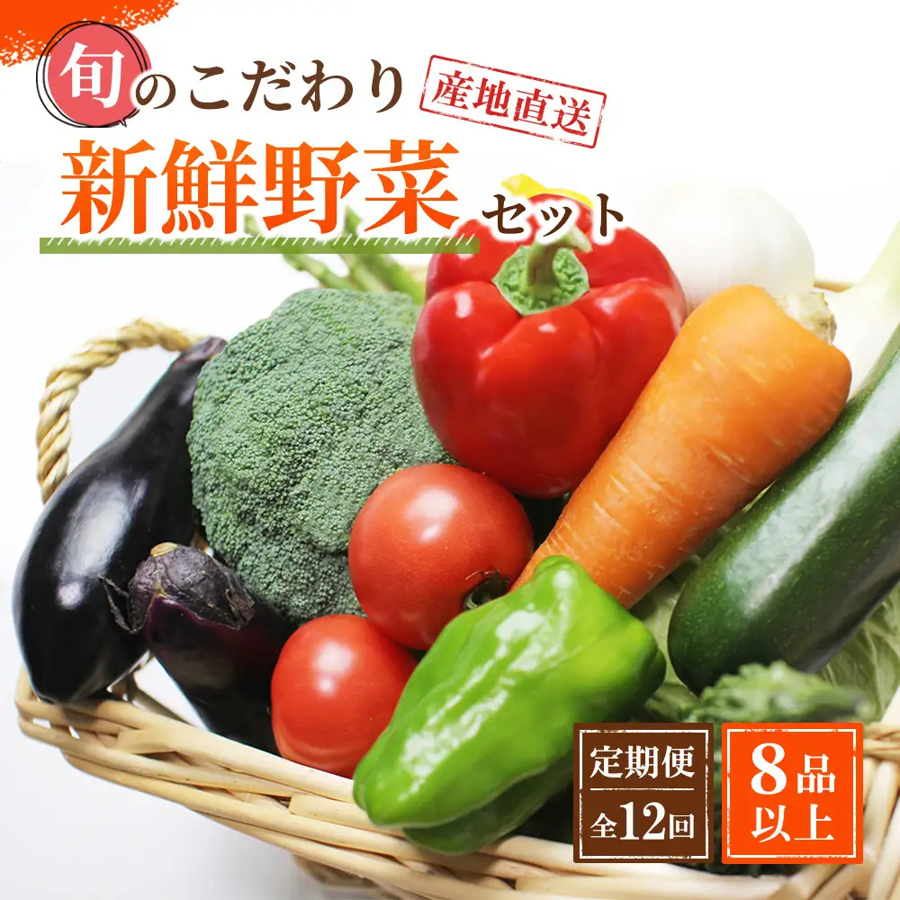  野菜セット定期便 　旬の新鮮野菜 8種以上 全12回やさい 印南町 人気