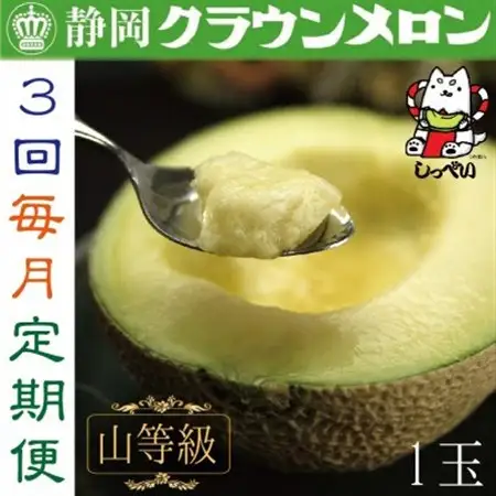 【毎月定期便】クラウンメロン(山等級1.3)1玉 全3回_メロン 高級 定期便_【配送不可地域：離島・北海道・沖縄県】【4051457】