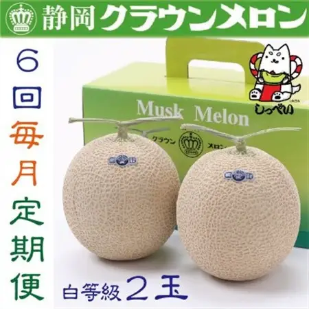 【毎月定期便】クラウンメロン(白等級1.0)2玉詰 全6回_メロン 高級 定期便_【配送不可地域：離島・北海道・沖縄県】【4051461】