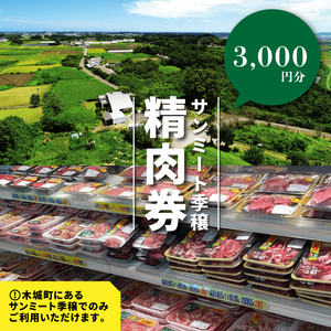木城町　みやざきサンミート季穣　精肉券　3,000円分　K16_0102
