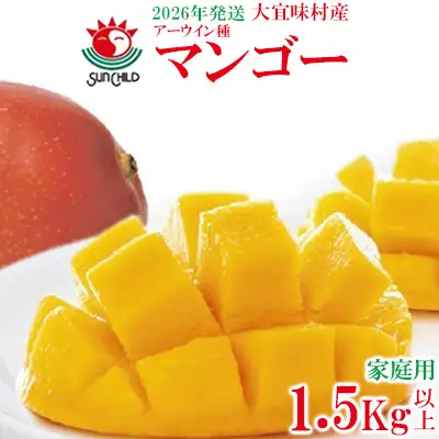 マンゴー【2026年発送】大宜味村産 アーウィン種マンゴー　家庭用1.5kg以上 フルーツ 果物