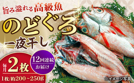 【12回定期便】赤むつ（のどぐろ）一夜干し 約200g～250g×2枚 / アカムツ 赤むつ 赤ムツ のどぐろ ノドグロ 一夜干し 高級魚  干物 ひもの / 大村市 / ナガスイ [ACYQ061]